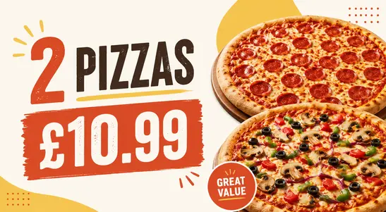 2 Pizzas £10.99 22